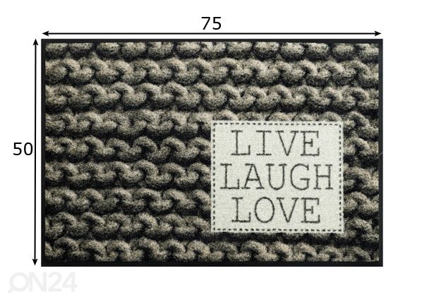 Дверной коврик Live Laugh Love 50x75 см размеры
