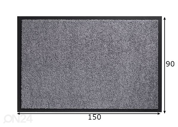 Дверной мат Twister 90x150 см, серый размеры