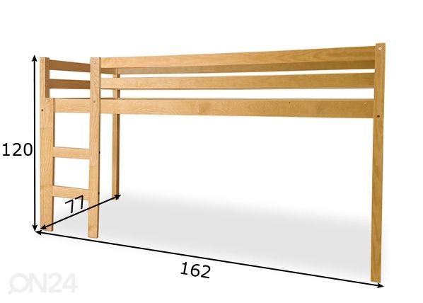 Двухъярусная кровать из массива берёзы 70x155 cm размеры