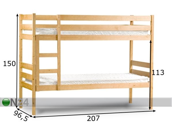 Двухъярусная кровать из массива берёзы 90x200 cm размеры