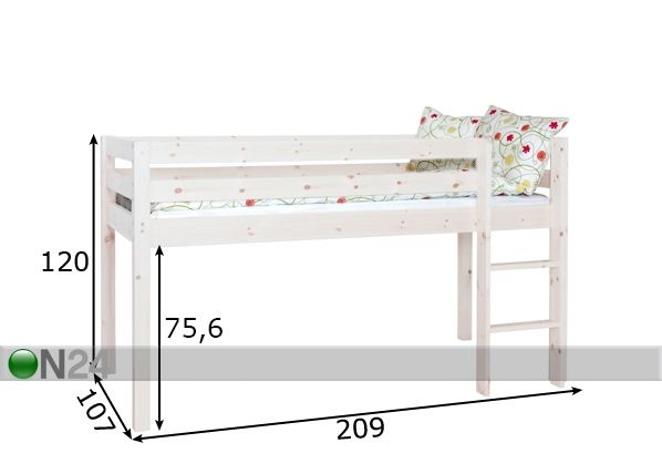 Двухъярусная кровать из массива сосны Tom 90x200 cm размеры
