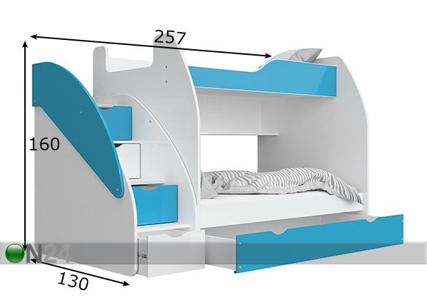 Двухъярусная кровать + матрасы 90/120x200 cm размеры