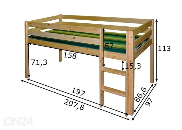 Двухъярусная кровать 90x200 cm размеры