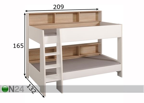 Двухъярусная кровать Aldo 90x200 cm размеры
