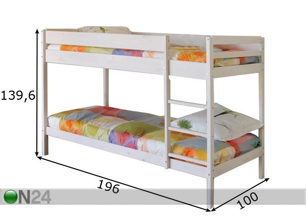 Двухъярусная кровать Brice 90x190 cm размеры
