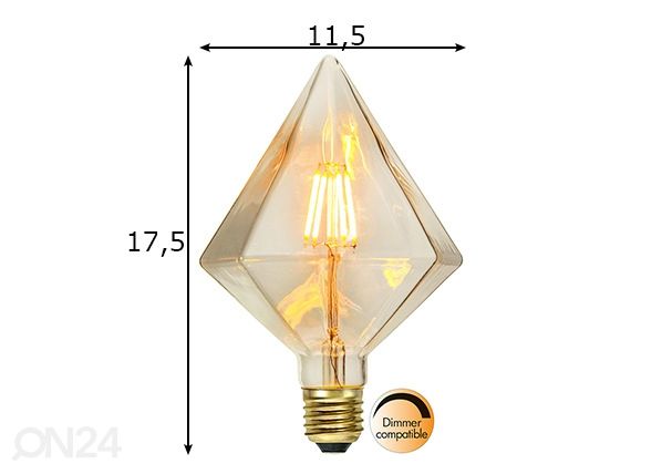Декоративная LED лампочка с цоколем E27, 1,65 Вт размеры