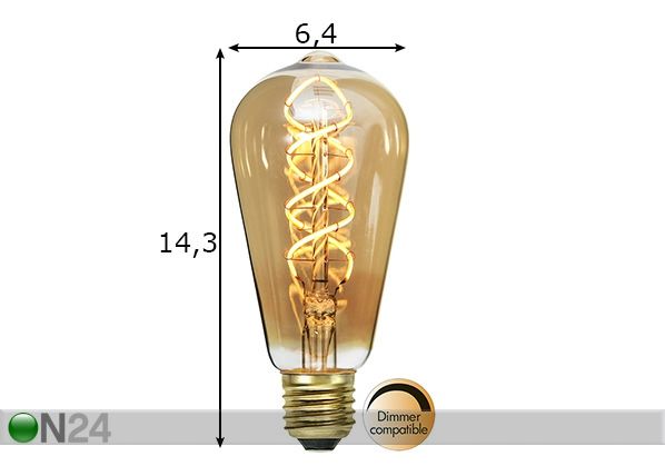 Декоративная LED лампочка с цоколем E27, 3 Вт размеры