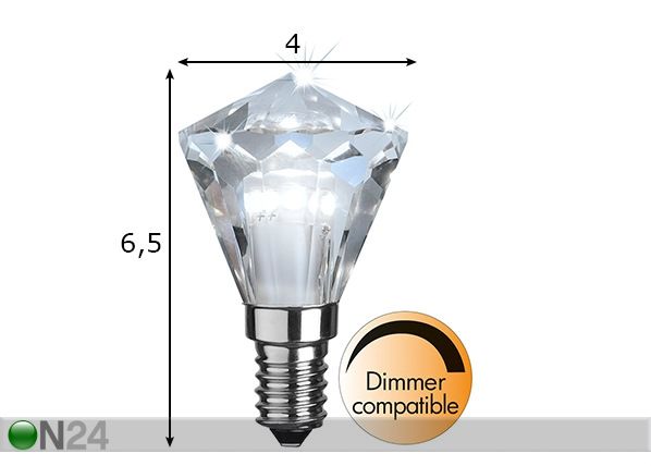 Декоративная LED лампочка, цоколь E14 размеры