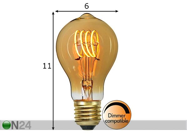 Декоративная LED лампочка, цоколь E27 размеры
