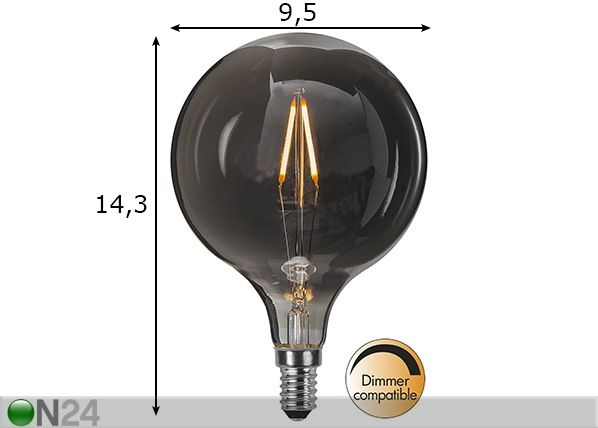Декоративная LED лампочка E14 (1,4 Вт) размеры