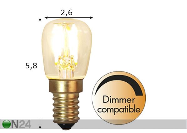 Декоративная LED лампочка E14 (1,4 Вт) размеры