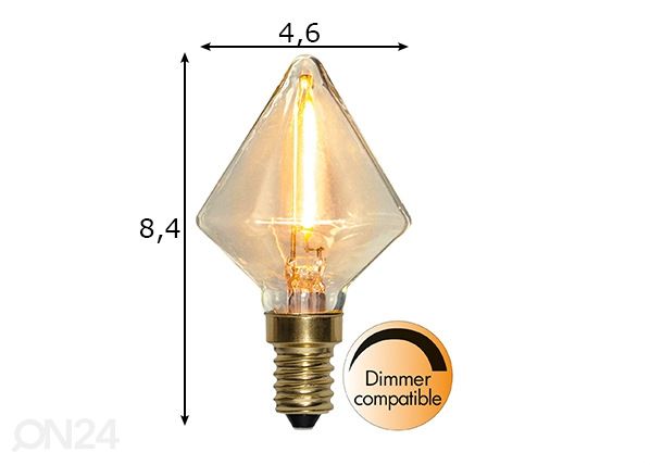 Декоративная LED лампочка E14 0,8 Вт размеры
