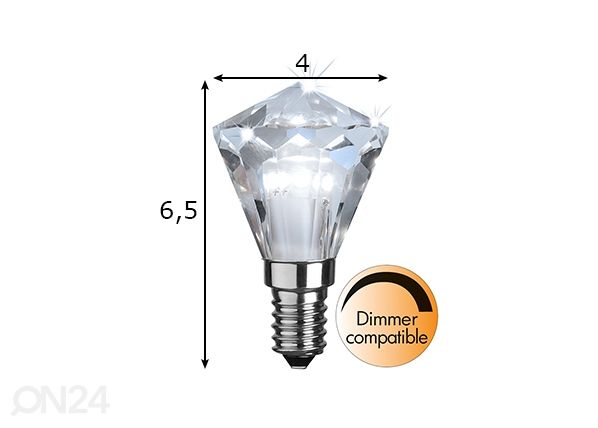 Декоративная LED лампочка E14, 3Вт размеры
