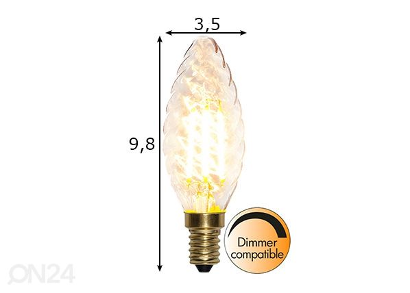 Декоративная LED лампочка E14 4 Вт размеры