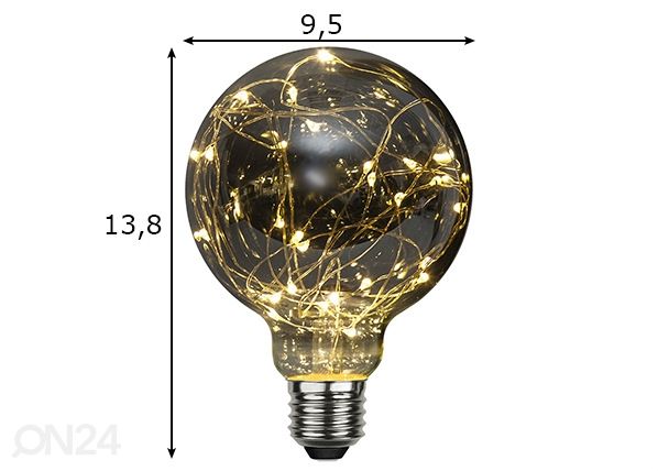 Декоративная LED лампочка E27 (1,5 Вт) размеры