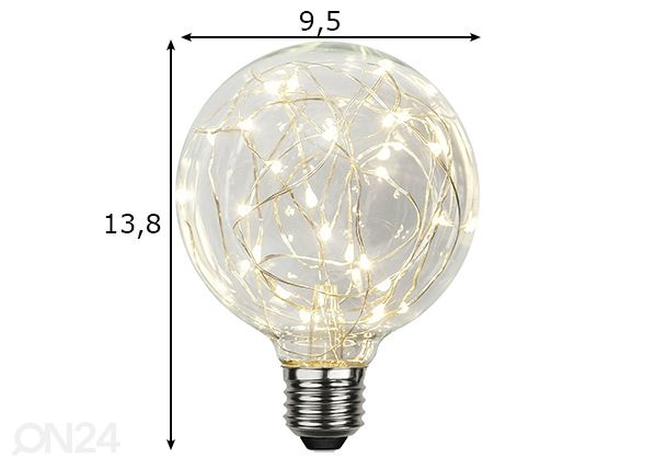 Декоративная LED лампочка E27 (1,5 Вт) размеры