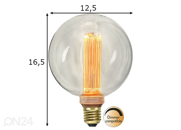 Декоративная LED лампочка E27, 2,5 Вт размеры