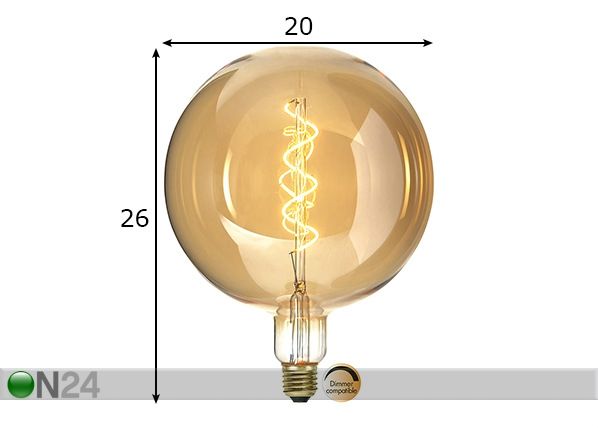 Декоративная LED лампочка E27 2,8 Вт размеры