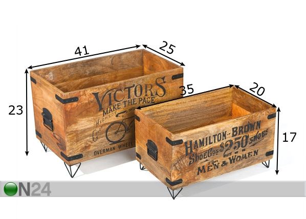 Деревянные ящики для хранения Carlow, 2 шт размеры
