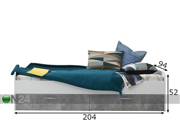 Детская кровать с ящиками Canaria 90x200 cm размеры