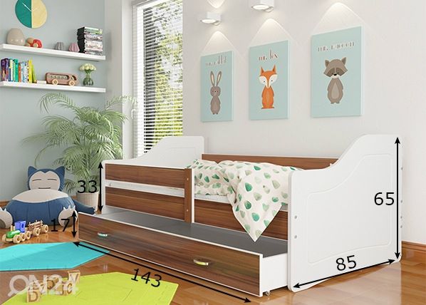 Детская кровать с ящиком + матрас 80x140 cm размеры