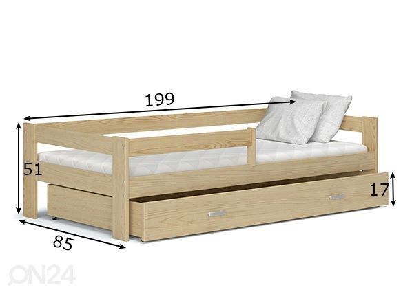 Детская кровать с ящиком 80x190 cm размеры