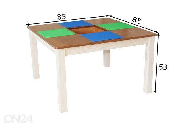 Детский стол для лего 85x85xh53 cm размеры