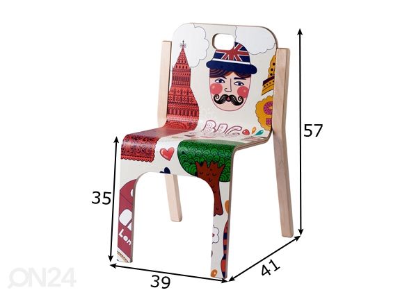 Детский стул Tommy 3 London h 57/35 cm размеры