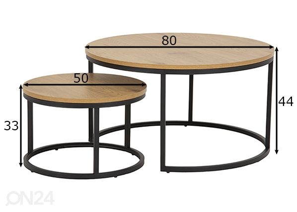 Журнальные столы Spiro, 2 шт размеры