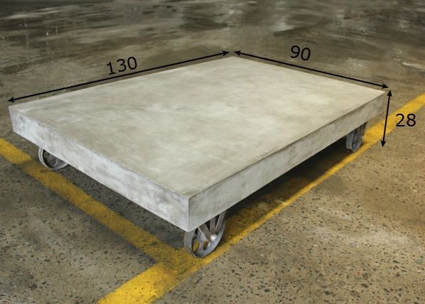 Журнальный стол на колёсах Cement 130x90 cm размеры