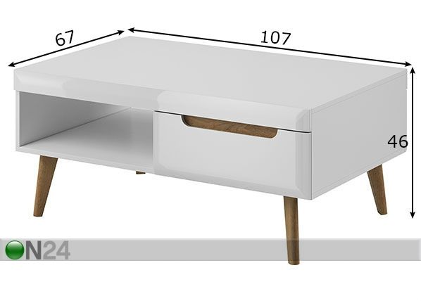 Журнальный стол 107x67 cm размеры