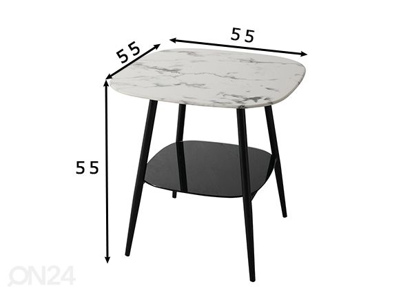 Журнальный стол 55x55 cm, белый/чёрный размеры