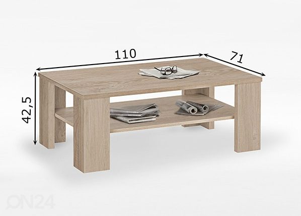 Журнальный стол Aleria 110x71 cm размеры
