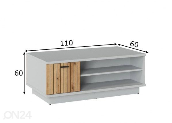Журнальный стол Alverno 110x60 cm, светло-серый/дуб размеры
