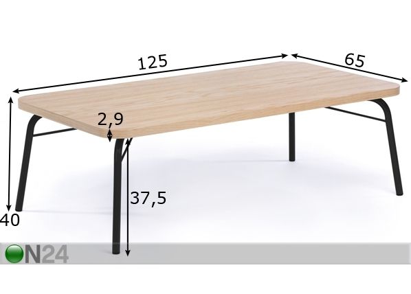 Журнальный стол Ashburn Coffee Table Oak-Black 125x65 cm размеры