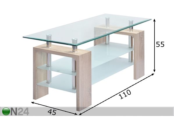 Журнальный стол Genua 110x45 cm размеры
