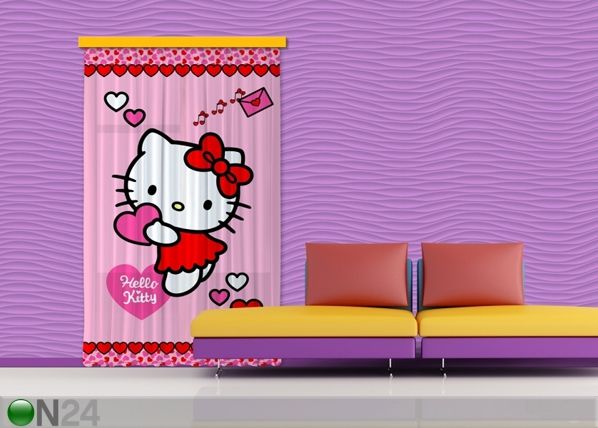 Затемняющая фотоштора Hello Kitty Heart 140x245 см