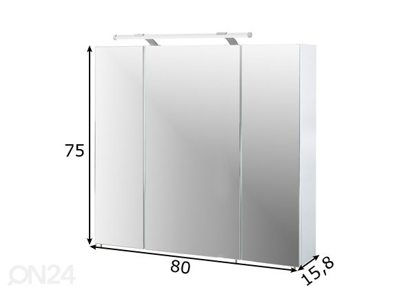 Зеркальный шкаф с LED-освещением Dorina 80 cm размеры