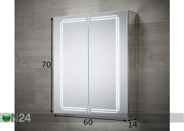Зеркальный шкаф с LED-подсветкой Harlow 70x60 см размеры
