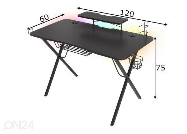 Игровой стол Genesis Holm 300 RGB, черный размеры