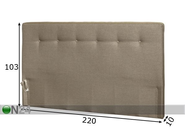 Изголовье кровати с текстильной обивкой, с пуговицами 220x113x10 cm размеры