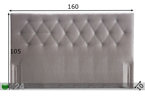 Изголовье кровати Harlekin со стеклянными пуговицами 160x105x10 cm размеры