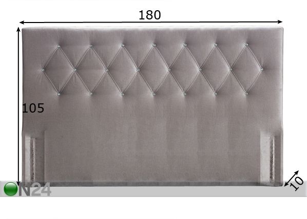 Изголовье кровати Harlekin со стеклянными пуговицами 180x105x10 cm размеры