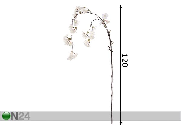 Искусственная вишня белая свисающая ветка 120 cm размеры