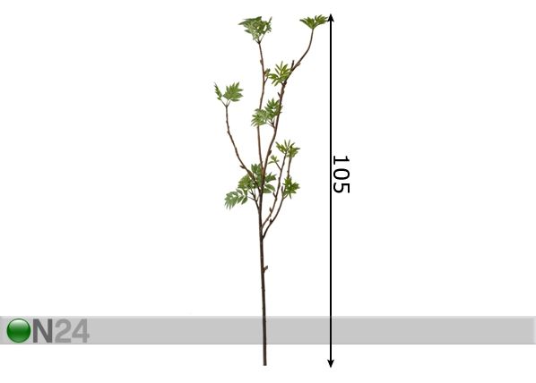 Искусственный цветок Рябина зелёная ветка 105 cm размеры