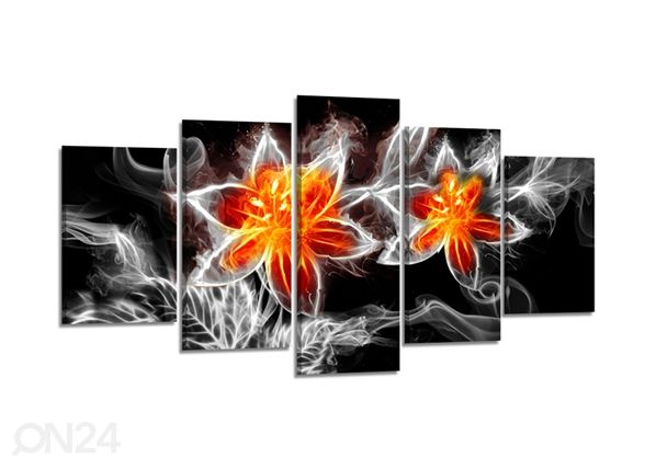 Картина из 5-частей Цветок огня 200x100 см
