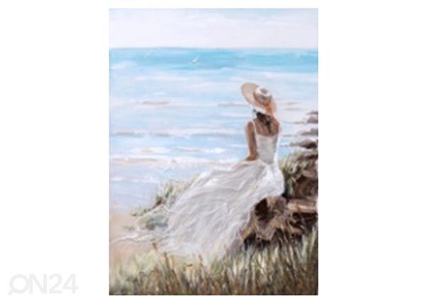 Картина маслом Женщина на пляже 90х120 см