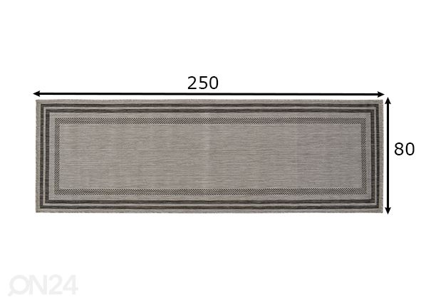 Ковер Balcone 80x250 cm, серый размеры