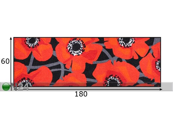 Ковер Bloom Poppy Black 60x180 cm размеры
