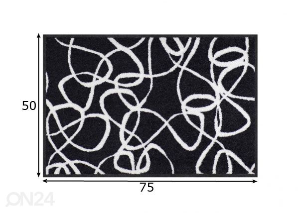 Ковер Ink Lines black white 50x75 cm размеры